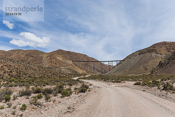 Straße Ruta 40 zur Viaducto La Polvorilla oder Viaduct Polvorilla  Provinz Salta  Argentinien  Südamerika