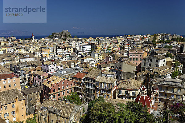 Ausblick auf die Altstadt  Korfu Stadt  Unesco Weltkulturerbe  Insel Korfu oder Kerkyra  Ionische Inseln  Griechenland  Europa