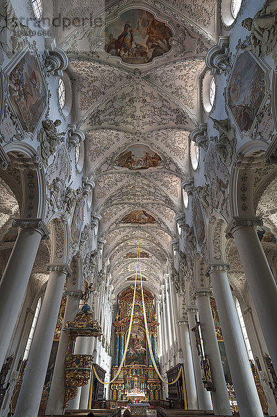 Gewölbe mit Altarraum der Sankt Georg Kirche  Amberg  Oberpfalz  Bayern  Deutschland  Europa
