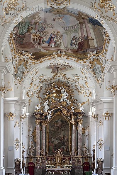 Hochaltar in der spätbarocken Klosterkirche  Schäftlarn  Oberbayern  Deutschland  Europa