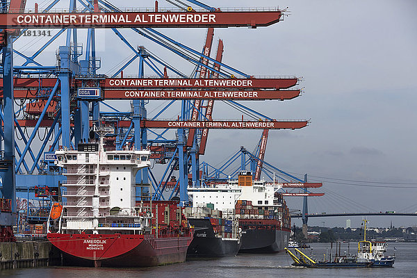 Beladung des Containerschiffes Amerdijk  Container Terminal Altenwerder  CTA  Hamburger Hafen  Hamburg  Deutschland  Europa