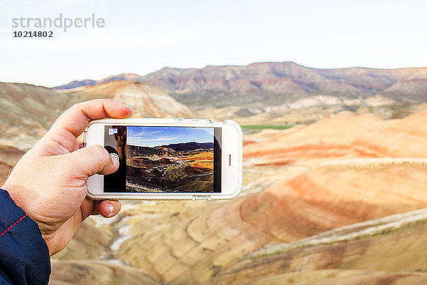 Handy Europäer Mann Vereinigte Staaten von Amerika USA Fotografie nehmen Landschaft Wüste