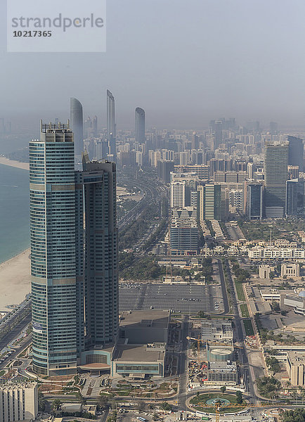 hoch oben Stadtansicht Stadtansichten Vereinigte Arabische Emirate VAE Gebäude aufwärts Ansicht Luftbild Fernsehantenne