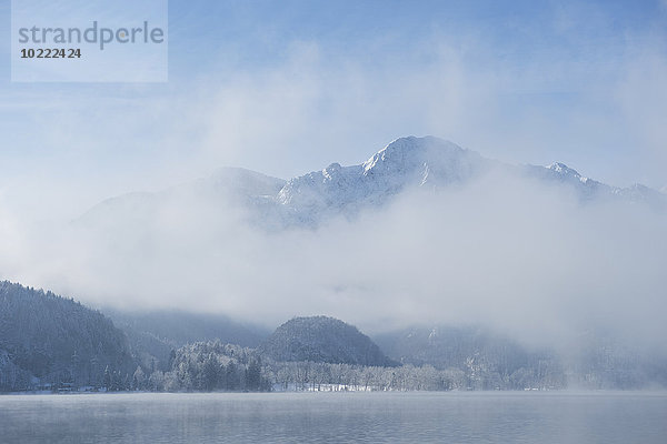 Deutschland  Bayern  Kochelsee  Nebel und Tauwetter