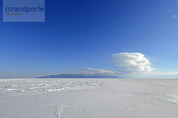 Russland  Baikalsee  sonniger Tag über dem zugefrorenen See