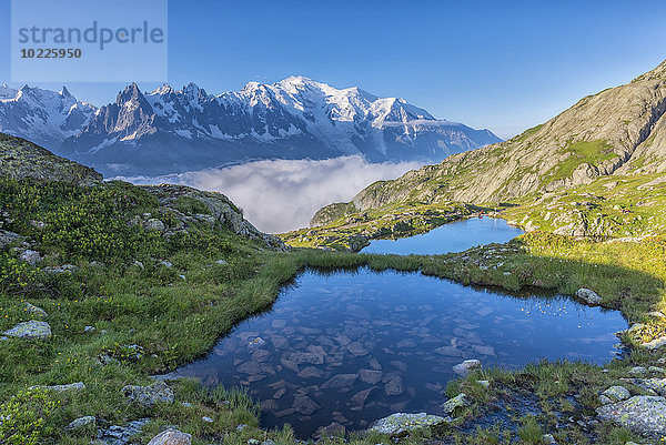 Frankreich  Mont Blanc  Cheserysee  kleine Seen am Morgen
