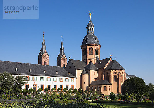 Deutschland  Hessen  Seligenstadt  Basilika St. Marcellinus und Peter mit Klostergarten