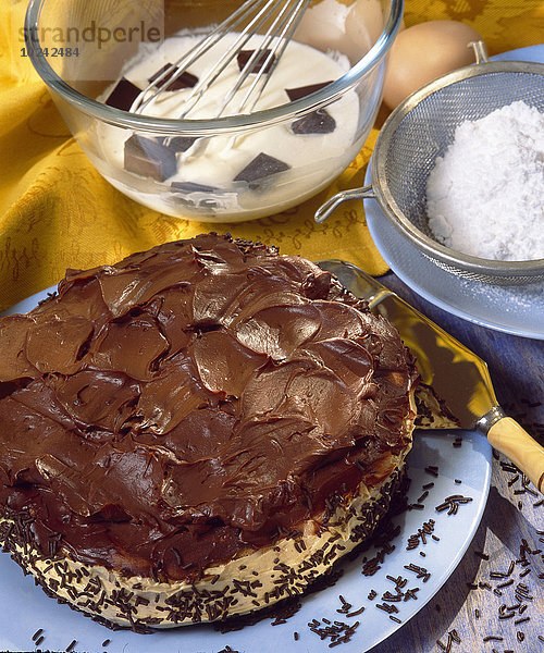 Dunkelheit Kuchen Schokolade Sahne Samba