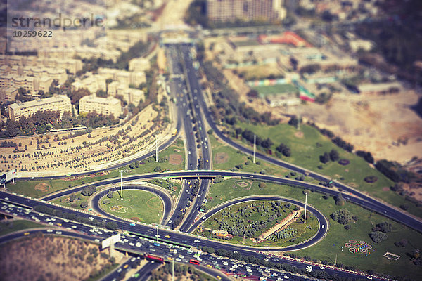 Tilt-shift-Bild der Autobahn in der Stadt  Teheran  Iran
