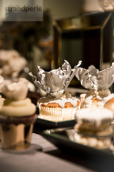 Hochzeit grüßen Close-up Dekoration Silber cupcake