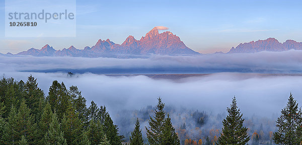 Vereinigte Staaten von Amerika USA Sonnenaufgang Tal Nebel Ignoranz Fluss Wyoming