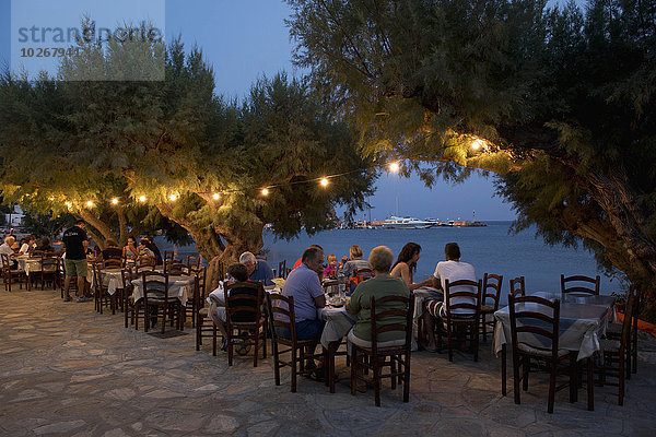 Ufer Kykladen Abenddämmerung Griechenland Griechische Inseln Sifnos Taverne