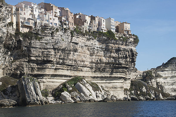 Frankreich Gebäude Steilküste dramatisch Meer Ansicht Bonifacio Korsika