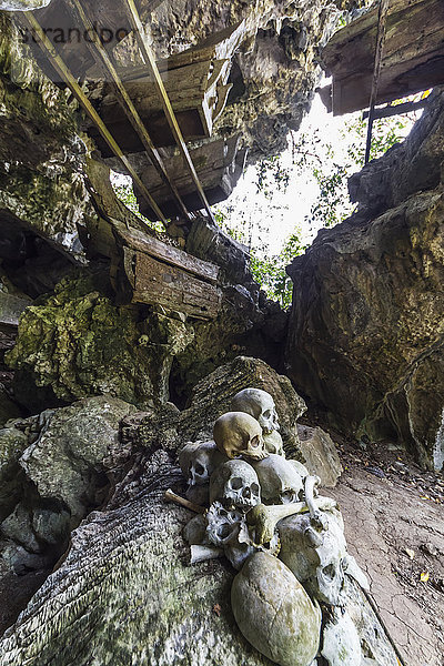Höhle Totenkopf Begräbnis Indonesien