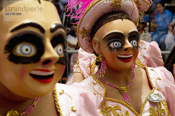 Tänzer Kleidung Maske Bolivien Prozession