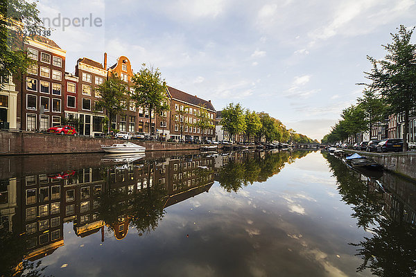 Wasser Amsterdam Hauptstadt Ruhe Baum Gebäude Spiegelung Niederlande
