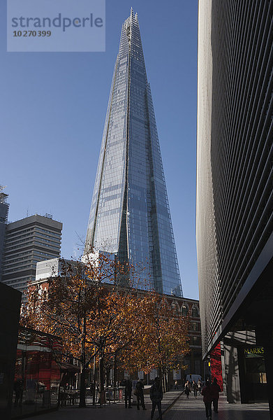 hinter Farbaufnahme Farbe Baum Gebäude London Hauptstadt Hochhaus Klavier Büro Herbst South Bank nähern Glasscherbe England neu