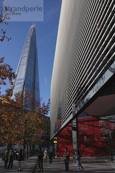 hinter Farbaufnahme Farbe Baum Gebäude London Hauptstadt Hochhaus Klavier Büro Herbst South Bank nähern Glasscherbe England neu