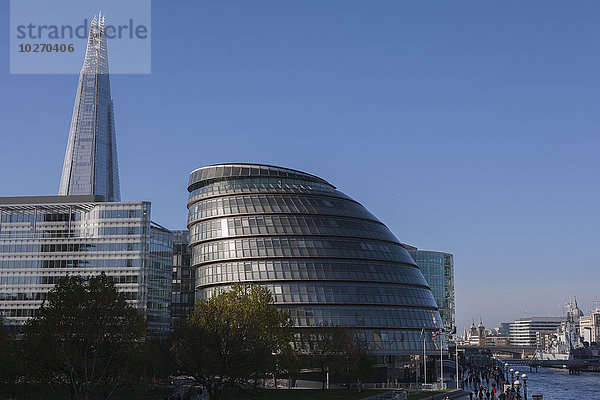 Autorität Wohnhaus London Hauptstadt Halle Großstadt Hochhaus Fluss Themse zusammenbauen Glasscherbe England Bürgermeister