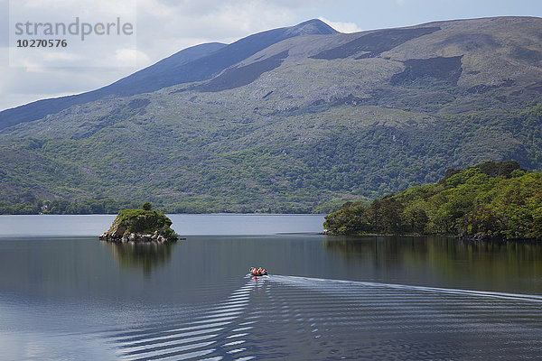 Wasser Berg Ruhe klein fließen See Boot umgeben Kerry County Irland Killarney