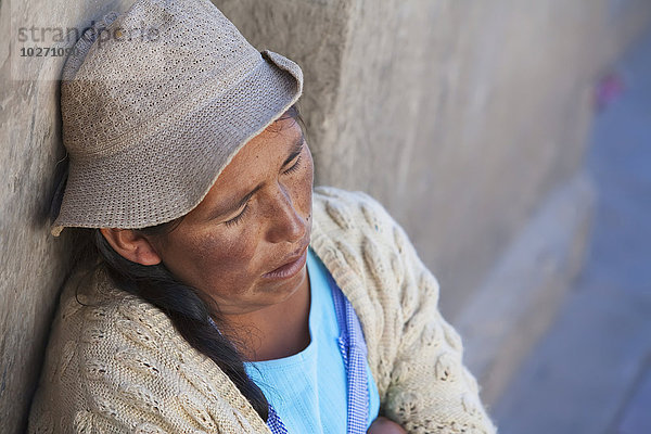 Schlafende Frau  Sucre  Departement Chuquisaca  Bolivien