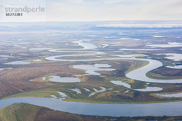 Luftaufnahme des Kobuk River Deltas und der umliegenden Feuchtgebiete  Kobuk  Arktisches Alaska  Sommer