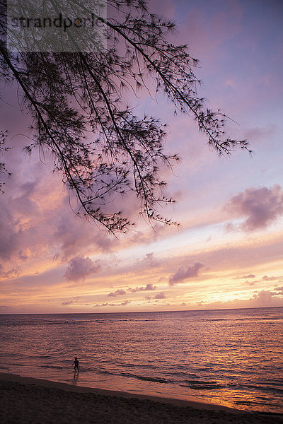 Sonnenuntergang über dem Wasser  Kee Beach im Haena Beach State Park; Haena  Kauai  Hawaii  Vereinigte Staaten von Amerika'.