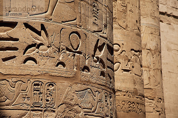 Geschnitzte Säulen  Große Hypostylhalle  Karnak-Tempel; Luxor  Ägypten'.