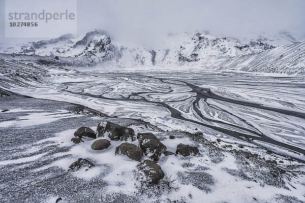 Überreste des Gletschersees und des Berges  der einst am Fuße des 2010 erloschenen Vulkans Eyjafjallajokull lag; Thorsmork  Island'