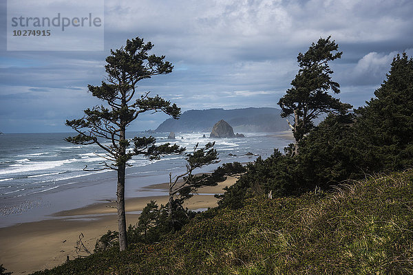 Haystack Rock und Tillamook Head  Wahrzeichen der Küste; Tolovana  Oregon  Vereinigte Staaten von Amerika'.