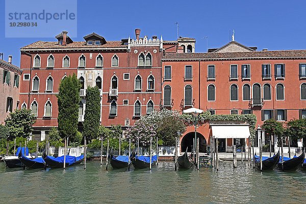 Gondeln und Wohnhäuser am Canal Grande  Venedig  Venezia  Venetien  Italien  Europa