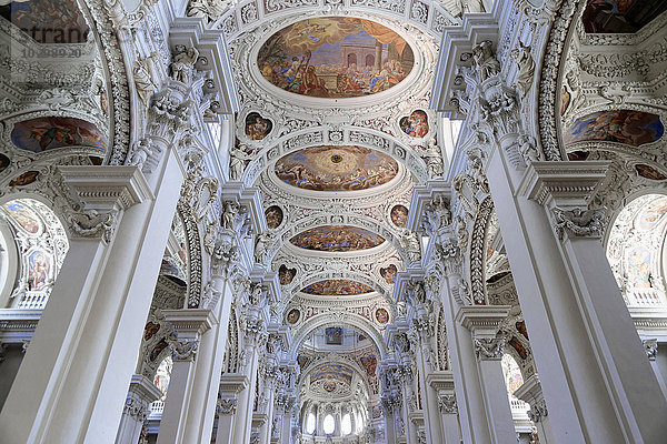 Deckenfresco im Langschiff  Dom St. Stephan  auch Stephansdom  Passau  Niederbayern  Bayern