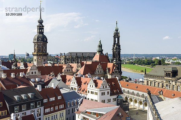 Residenzschloß mit Hausmannsturm und Hofkirche  Altstadt  Dresden  Sachsen  Deutschland  Europa