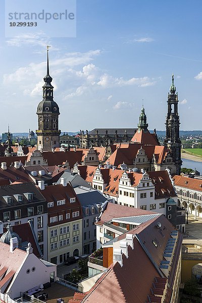 Residenzschloß mit Hausmannsturm und Katholische Hofkirche  Altstadt  Dresden  Sachsen  Deutschland  Europa