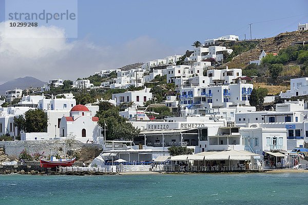 Weiße Hausfassaden  Mykonos-Stadt oder Chóra  Mykonos  Kykladen  Griechenland  Europa