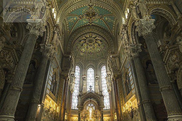 Innenansicht  Basilika Notre-Dame de Fourvière  Unesco-Weltkulturerbe  Lyon  Rhone  Frankreich  Europa