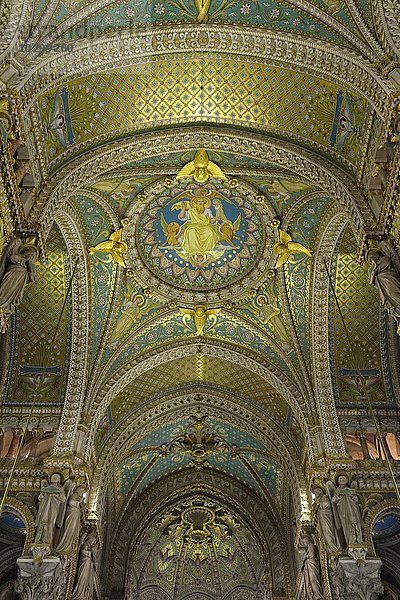 Innenansicht  Basilika Notre-Dame de Fourvière  Unesco-Weltkulturerbe  Lyon  Rhone  Frankreich  Europa
