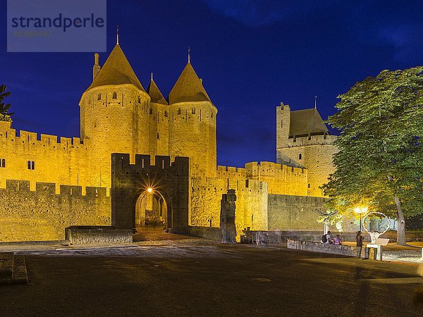 Porte Narbonnaise  Cité de Carcassonne  Languedoc-Roussillon  Frankreich  Europa