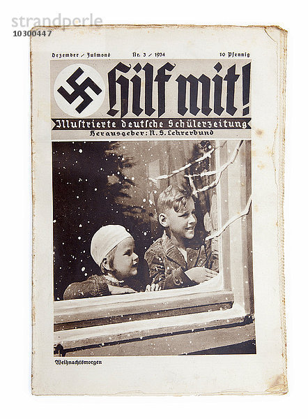'NS-Propaganda für Kinder in Nazi-Deutschland  Deutsche Schülerzeitung ''Hilf mit''  1934  Deutsches Reich  Deutschland  Europa'
