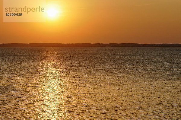 Sonnenuntergang über der Lagune Achterwasser  Insel Usedom  Mecklenburg-Vorpommern  Deutschland  Europa