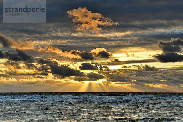 Sonnenuntergang mit Wolken am Strand  Nordsee  Texel  Westfriesische Inseln  Nordholland  Niederlande  Europa