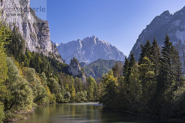 Gesäuseeingang  Fluss Enns  hinten Großer Ödstein  Nationalpark Gesäuse  Steiermark  Österreich  Europa