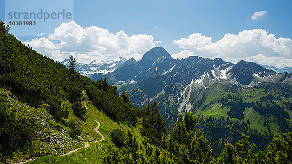Panorama vom Gleitweg übers Oytal zur Höfats  Allgäuer Alpen  Allgäu  Bayern  Deutschland  Europa