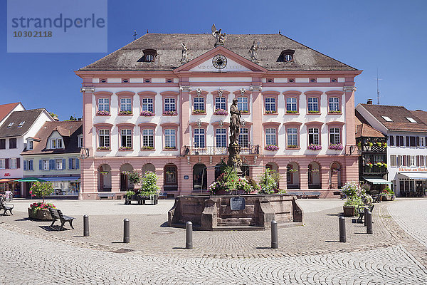 Rathaus  Röhrbrunnen am Marktplatz  Gengenbach  Kinzigtal  Schwarzwald  Baden-Württemberg  Deutschland  Europa
