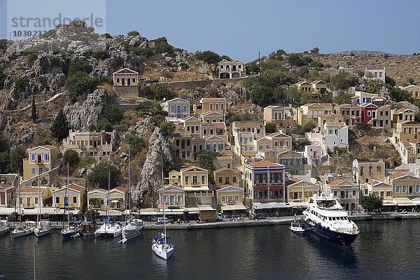 Am Hafen von Sými-Stadt  Insel Sými  Rhodos  Dodekanes  Griechenland  Europa