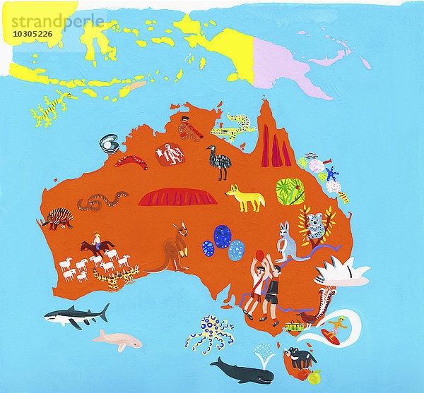 Illustrierte Karte von Australien