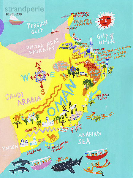 Illustrierte Karte von Oman