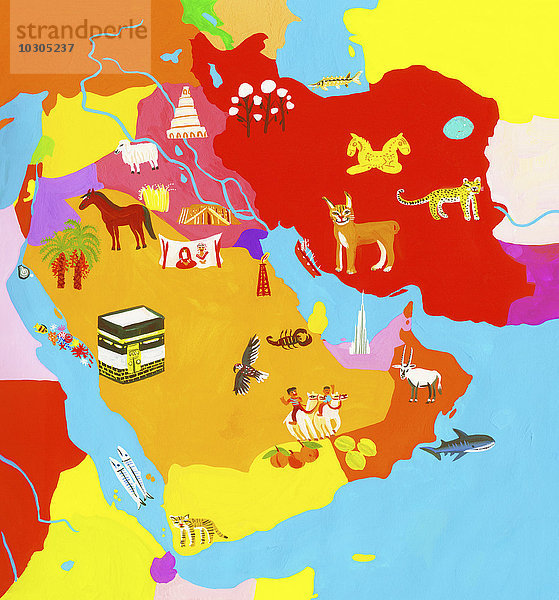 Illustrierte Karte des Nahen Ostens