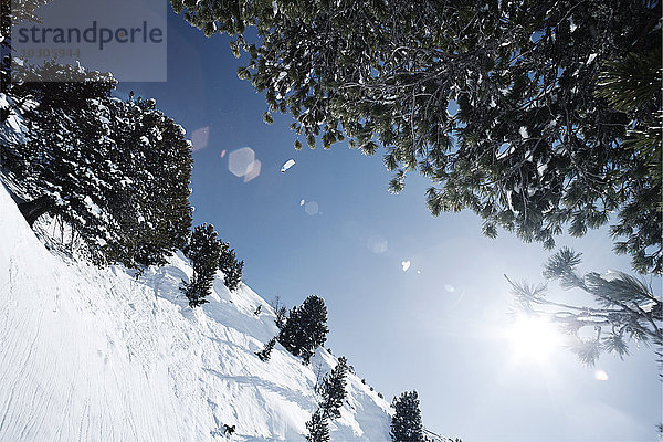 Österreich  Tirol  Ischgl  Winterlandschaft in den Bergen im Gegenlicht