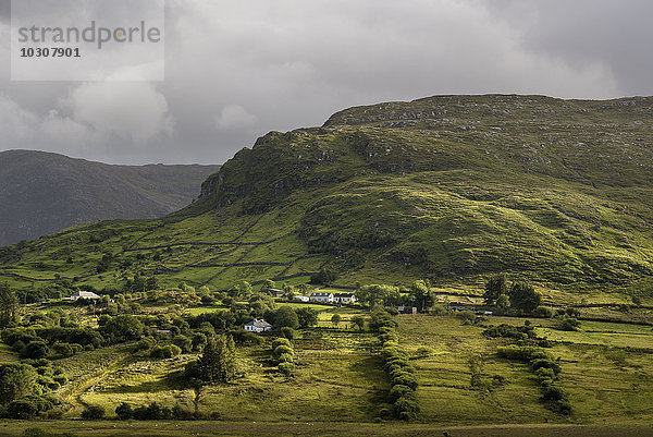 Irland  County Galway  Blick auf die Hügel von Connemara  Lichtstimmung